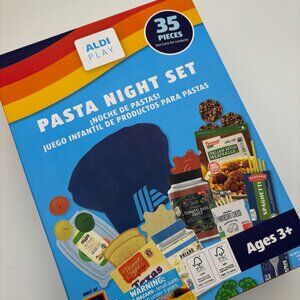 Aldi PASTA NIGHT SET 35pc Grocery Dinner Food Kids Toy Pretend Play Set NEW